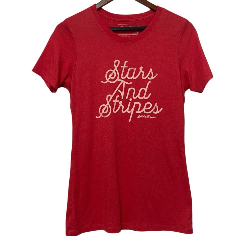 Eddie Bauer "Stars & Stripes" Women's Short Sleeve T-Shirt Size Medium Patriotic